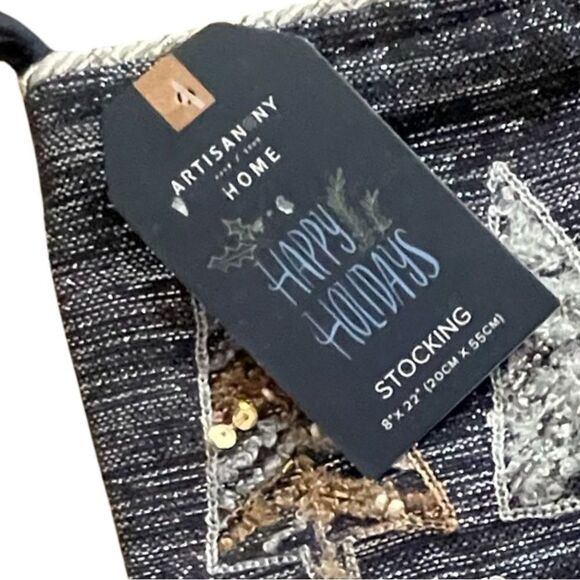 Artisan NY Metallic Blue Silver & Gold Holiday Christmas Tree Stocking NWT - Picture 4 of 6